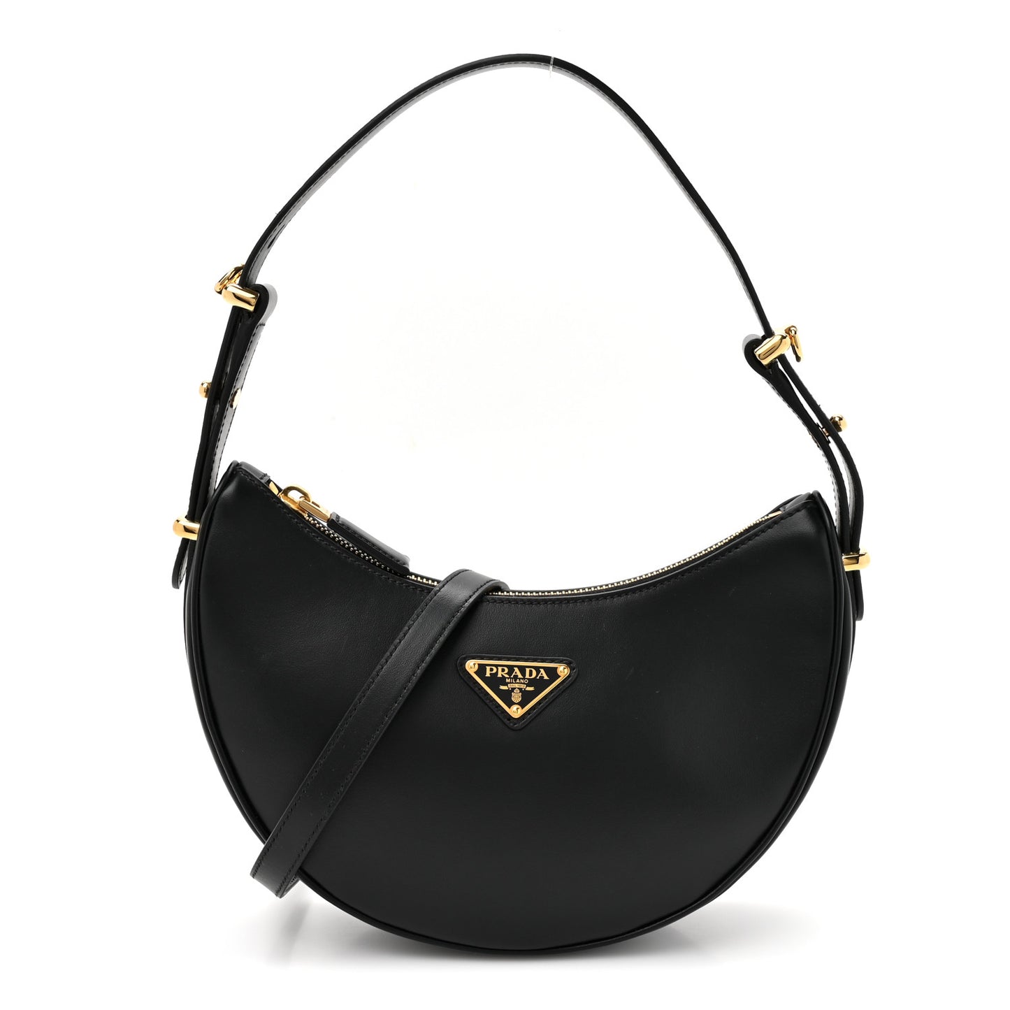 Soft Calfskin Arque Shoulder Bag Black
