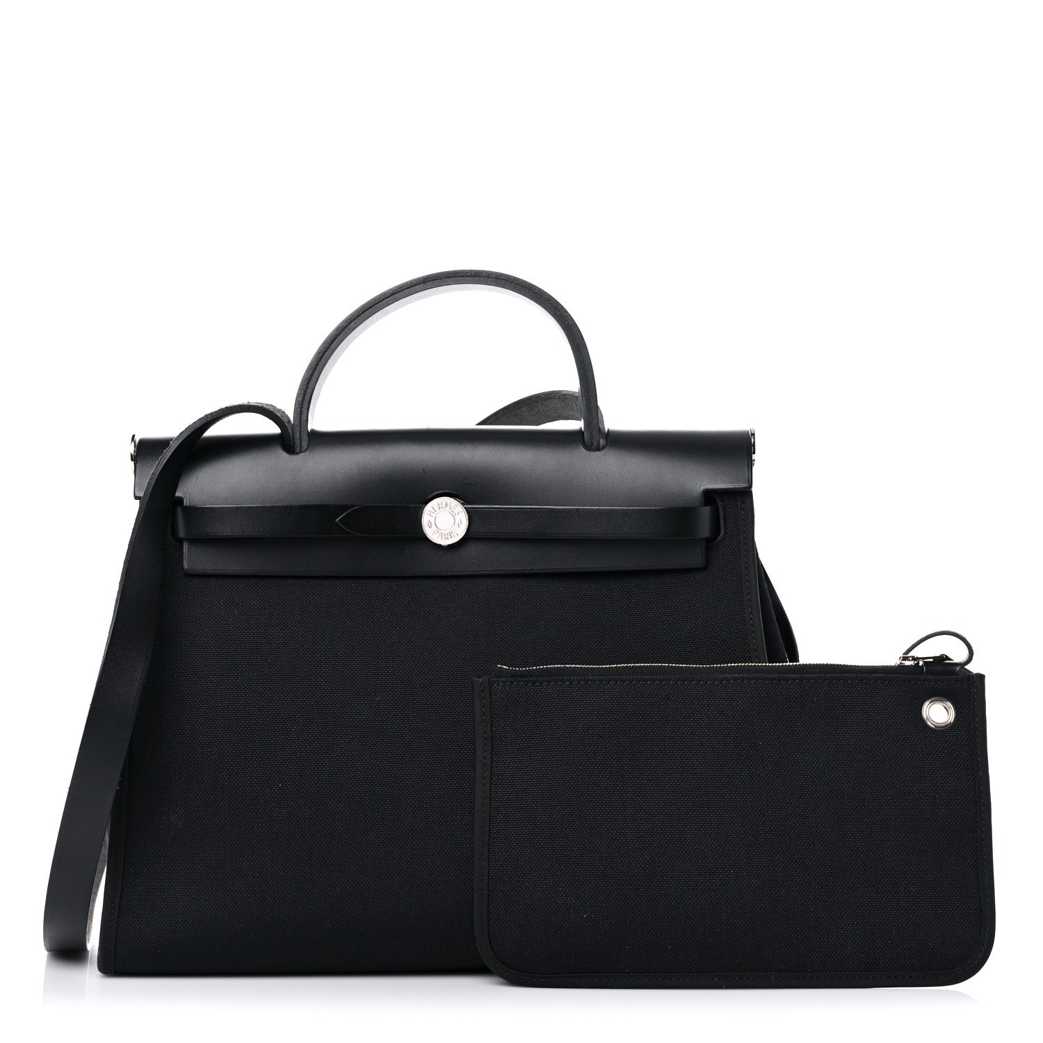 Hermes Military Toile Vache Hunter Herbag Zip PM 31 Black 1 of 16