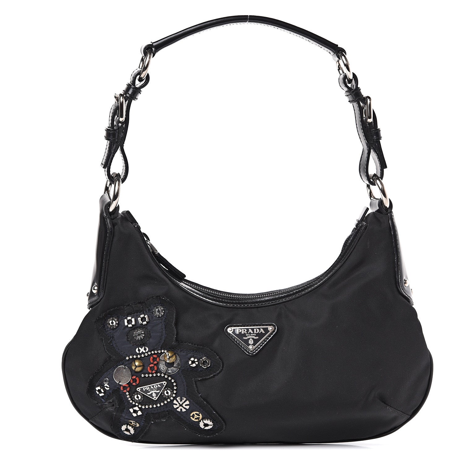 Prada Tessuto Nylon Vela Raso Bear Hobo Black 1 of 10