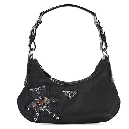 Prada Tessuto Nylon Vela Raso Bear Hobo Black 1 of 10