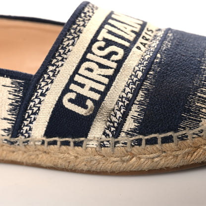 Christian Dior Cotton D-Stripes Embroidered Granville 15mm Espadrilles 39 Deep Blue 10 of 10