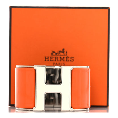Hermes Enamel Extra Wide Clic Clac H Bracelet PM Orange Fruite White 5 of 5