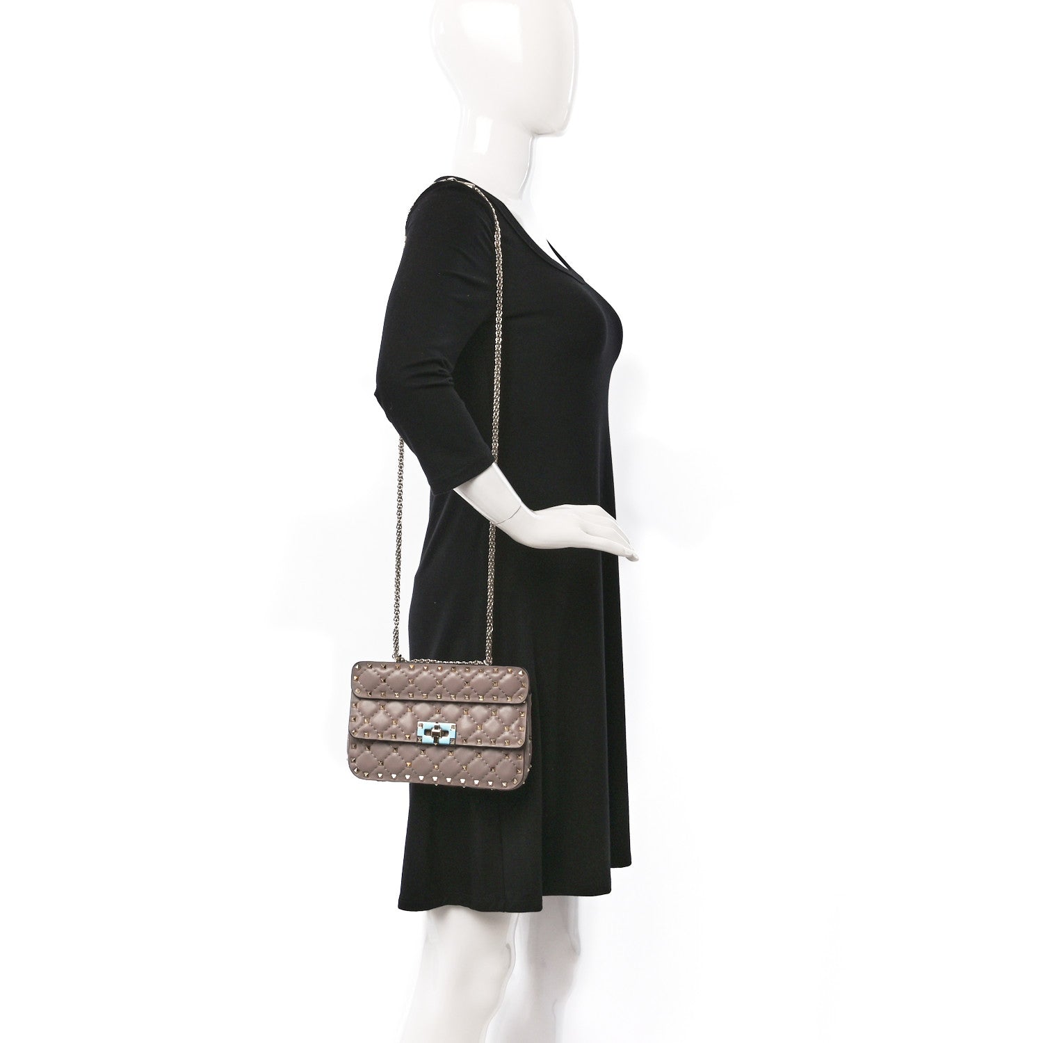 Valentino Garavani Nappa Small Rockstud Spike Shoulder Bag Poudre 2 of 8