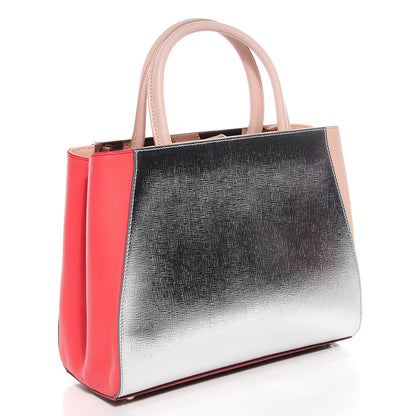 Fendi Vitello Elite Calfskin Colorblock Petite 2Jours Tote Argento Plaster 3 of 11