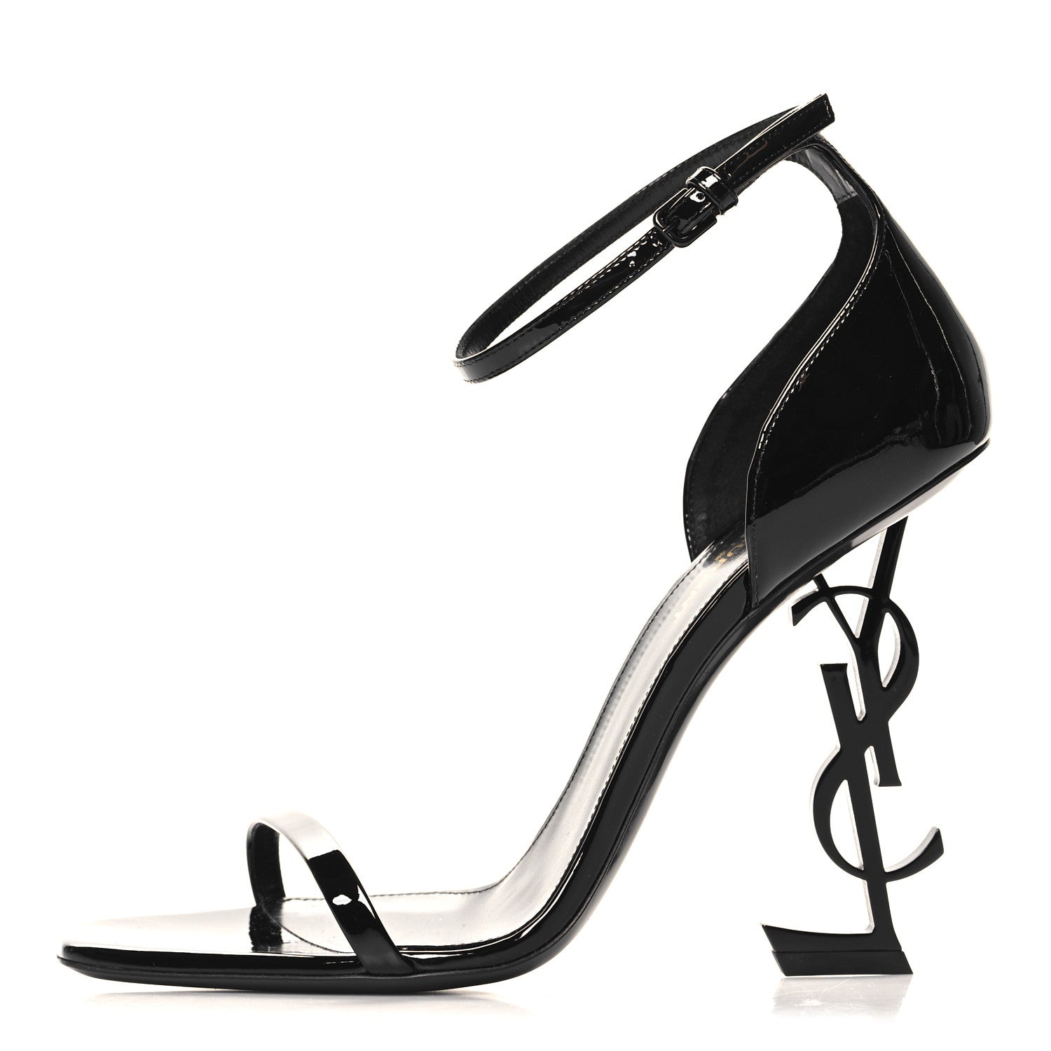 Saint Laurent Patent Calfskin Opyum 110 Sandals 39.5 Black 1 of 10