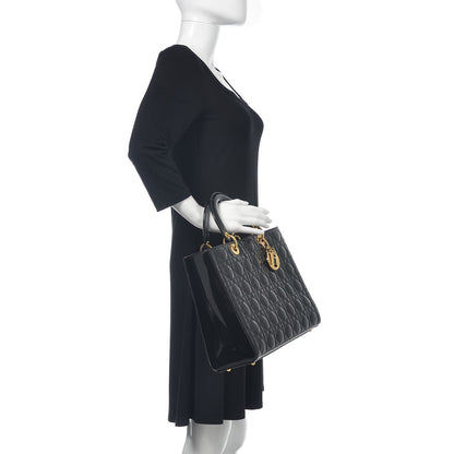 Christian Dior Patent Cannage Large Lady Dior Black 2 of 13