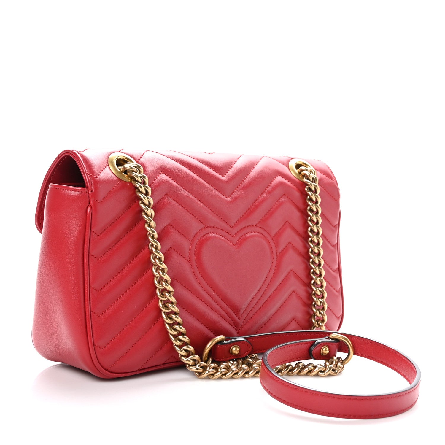 Gucci Calfskin Matelasse Small GG Marmont Shoulder Bag Hibiscus Red 3 of 10