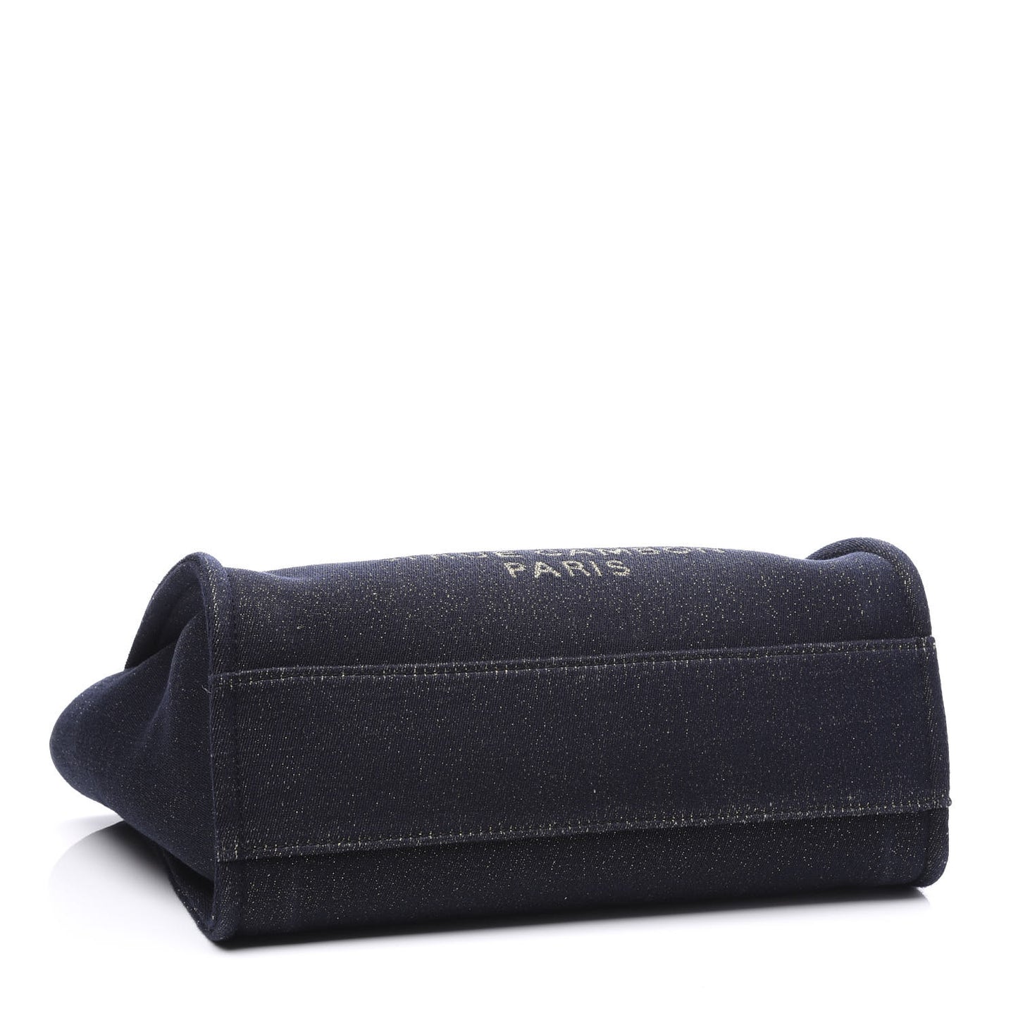 Lurex Canvas Small Deauville Tote Navy Blue Gold