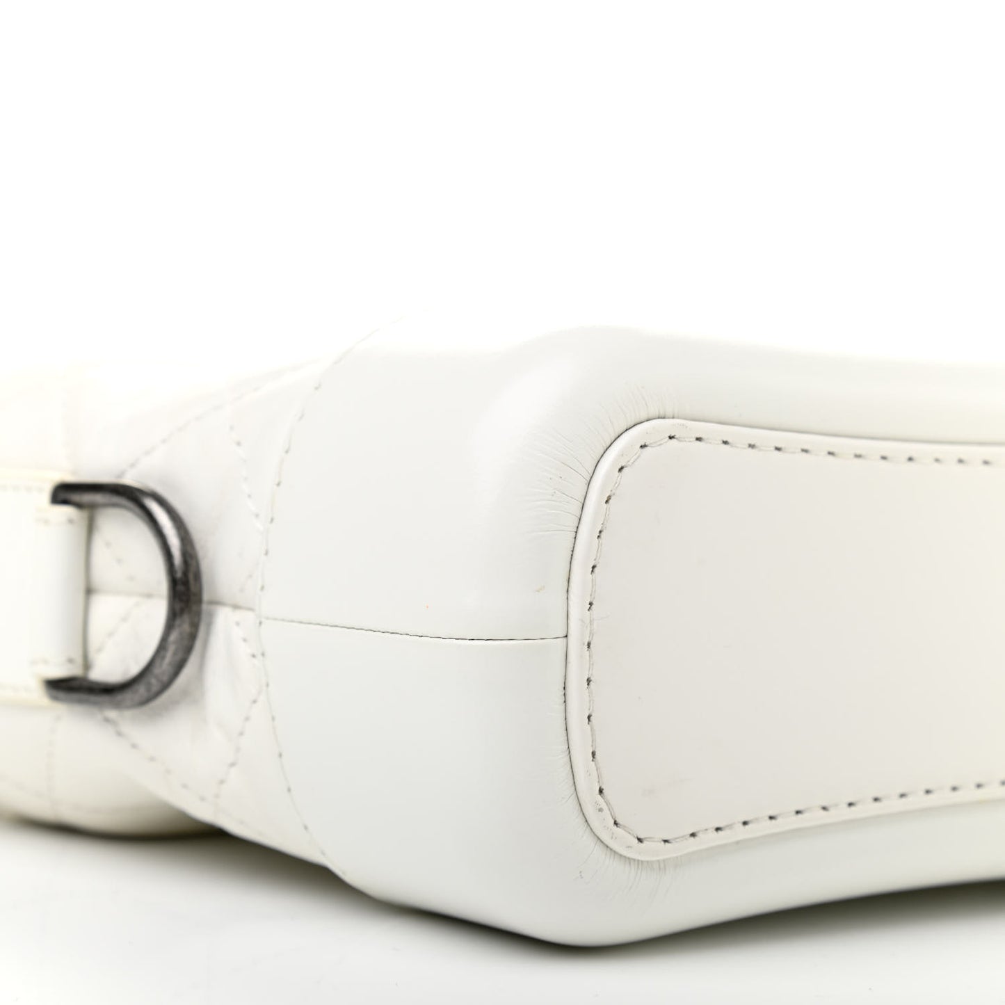 Aged Calfskin Quilted Small Gabrielle Hobo White