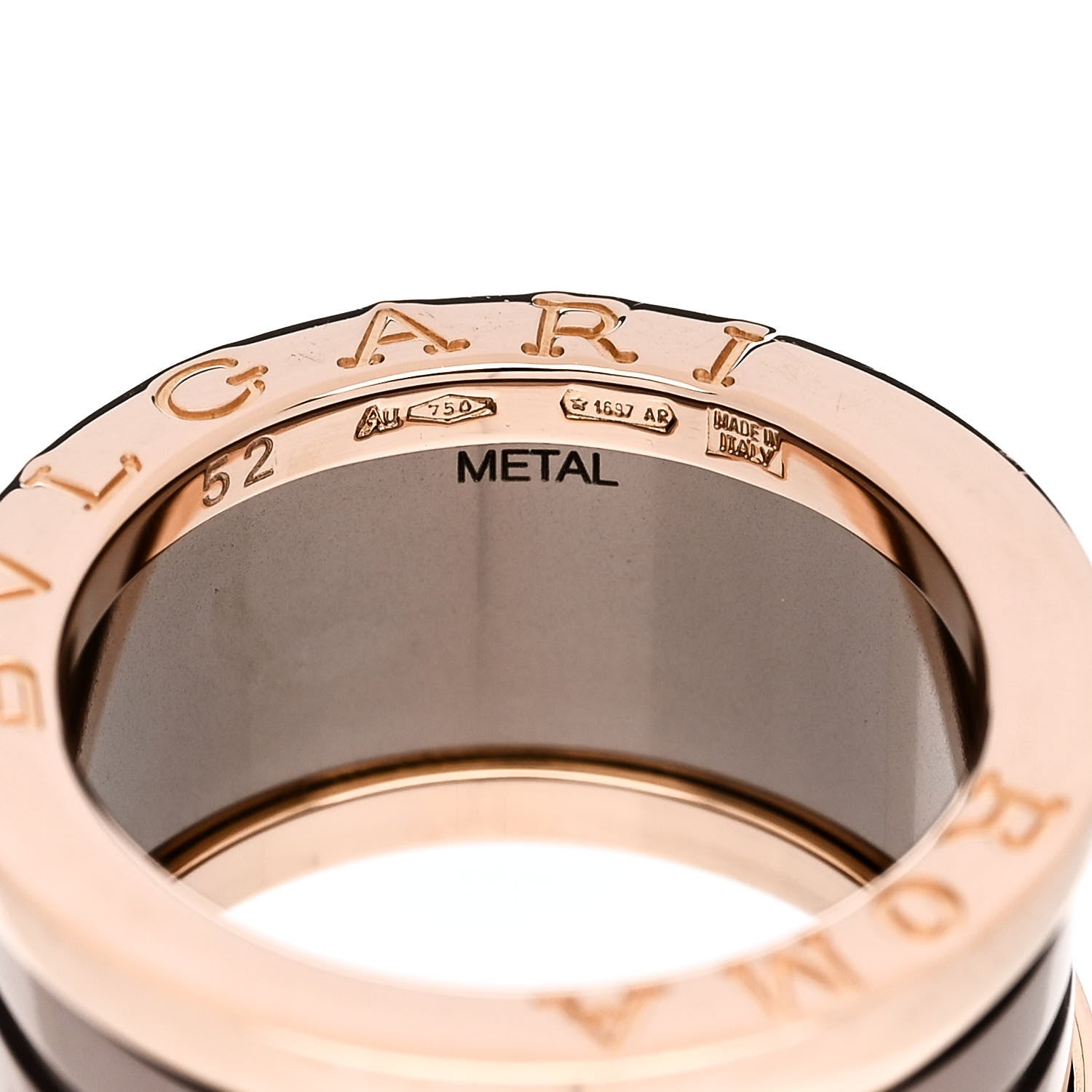 Bulgari 18K Rose Gold Bronze Cermet B.Zero1 Roma Four-Band Ring 52 6 5 of 5