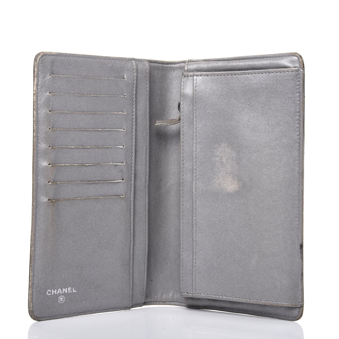 Lambskin Camellia Embossed Yen Wallet Black