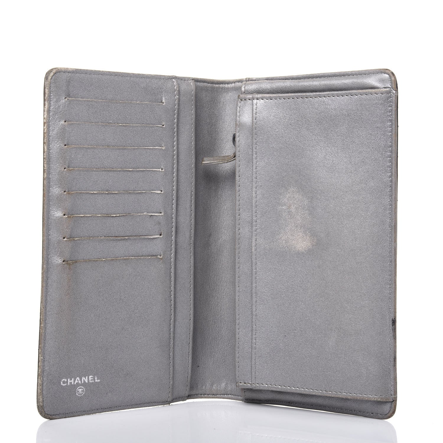 Chanel Lambskin Camellia Embossed Yen Wallet Black 5 of 26