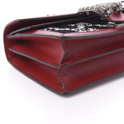 Gucci Tweed GG Monogram Small Dionysus Shoulder Bag Black White Romantic Cherry 6 of 11