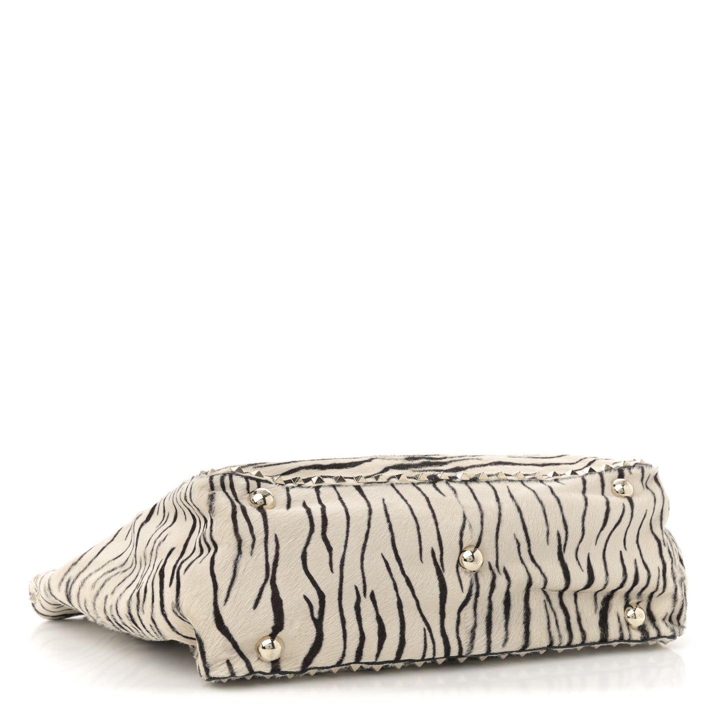 Pony Hair Zebra Rockstud Tote Black Ivory