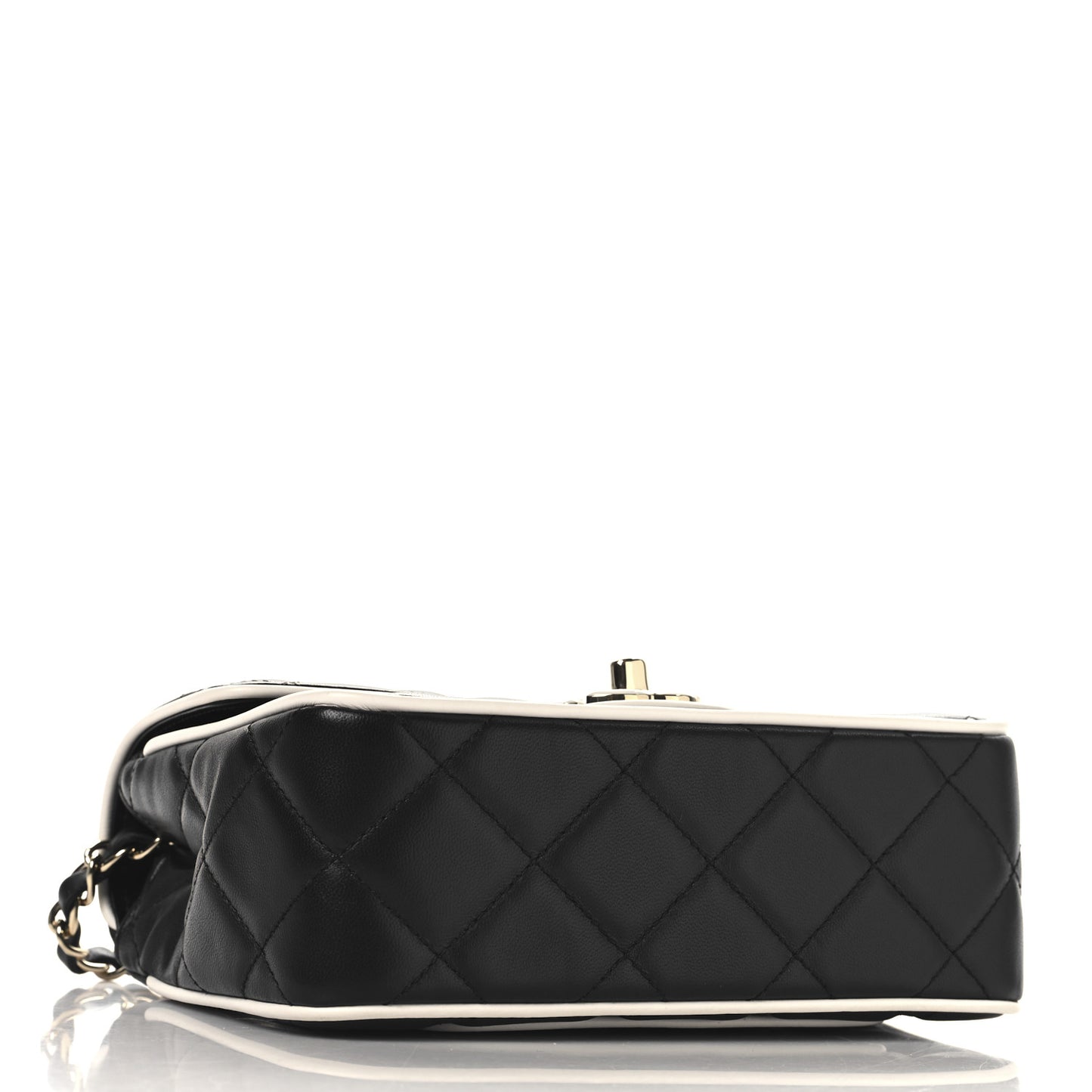 Lambskin Quilted Resin CC Mini Flap Bag Black White