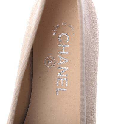 Chanel Iridescent Grained Calfskin Cap Toe Ballerina Flats 36.5 Beige 5 of 7