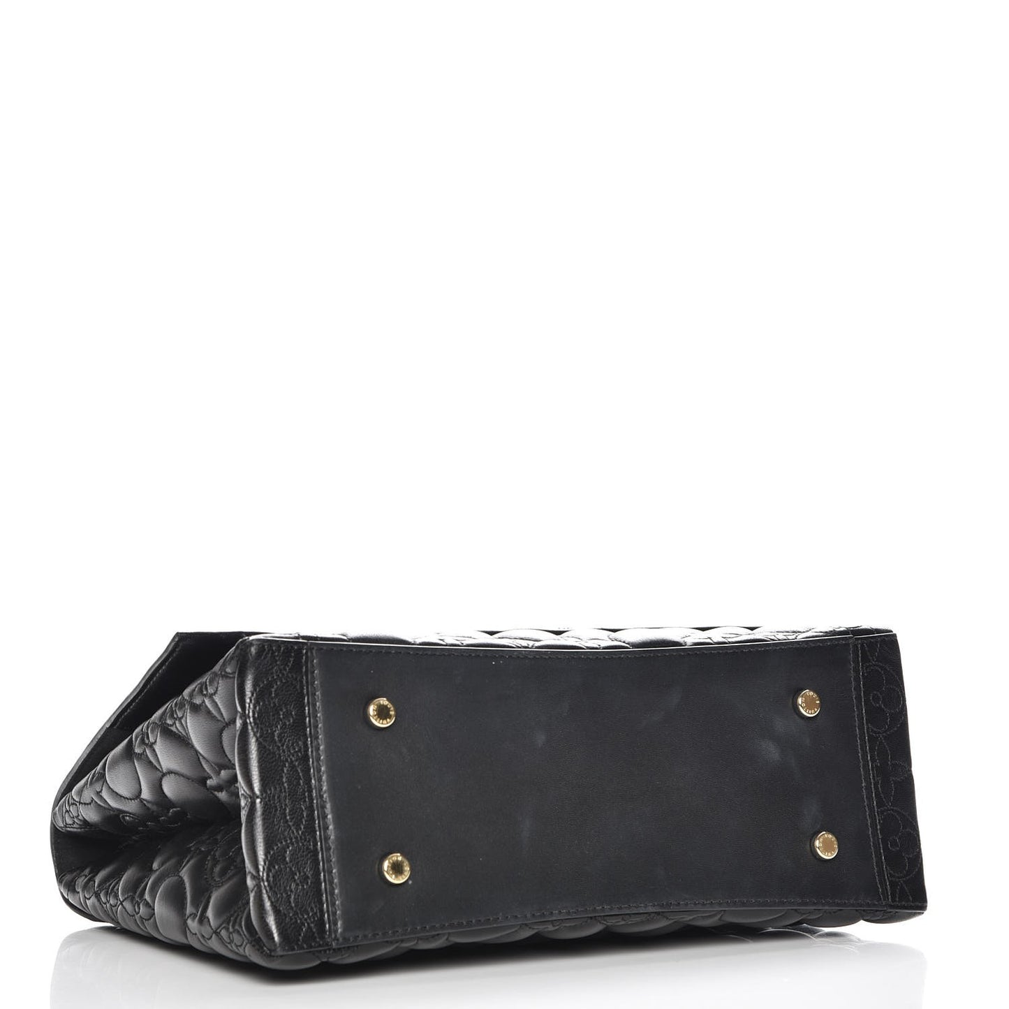 Lambskin Flower Quilted Twist Shoulder Bag GM Black