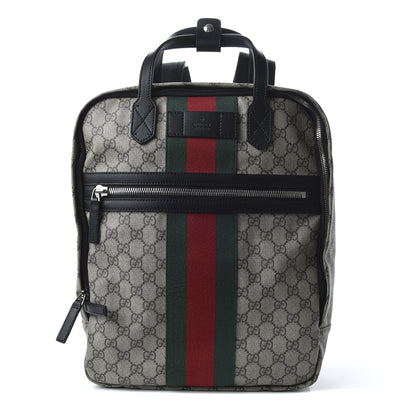 Gucci Soft GG Supreme Monogram Appia Calfskin Web Tote Backpack Beige Ebony Black 1 of 10