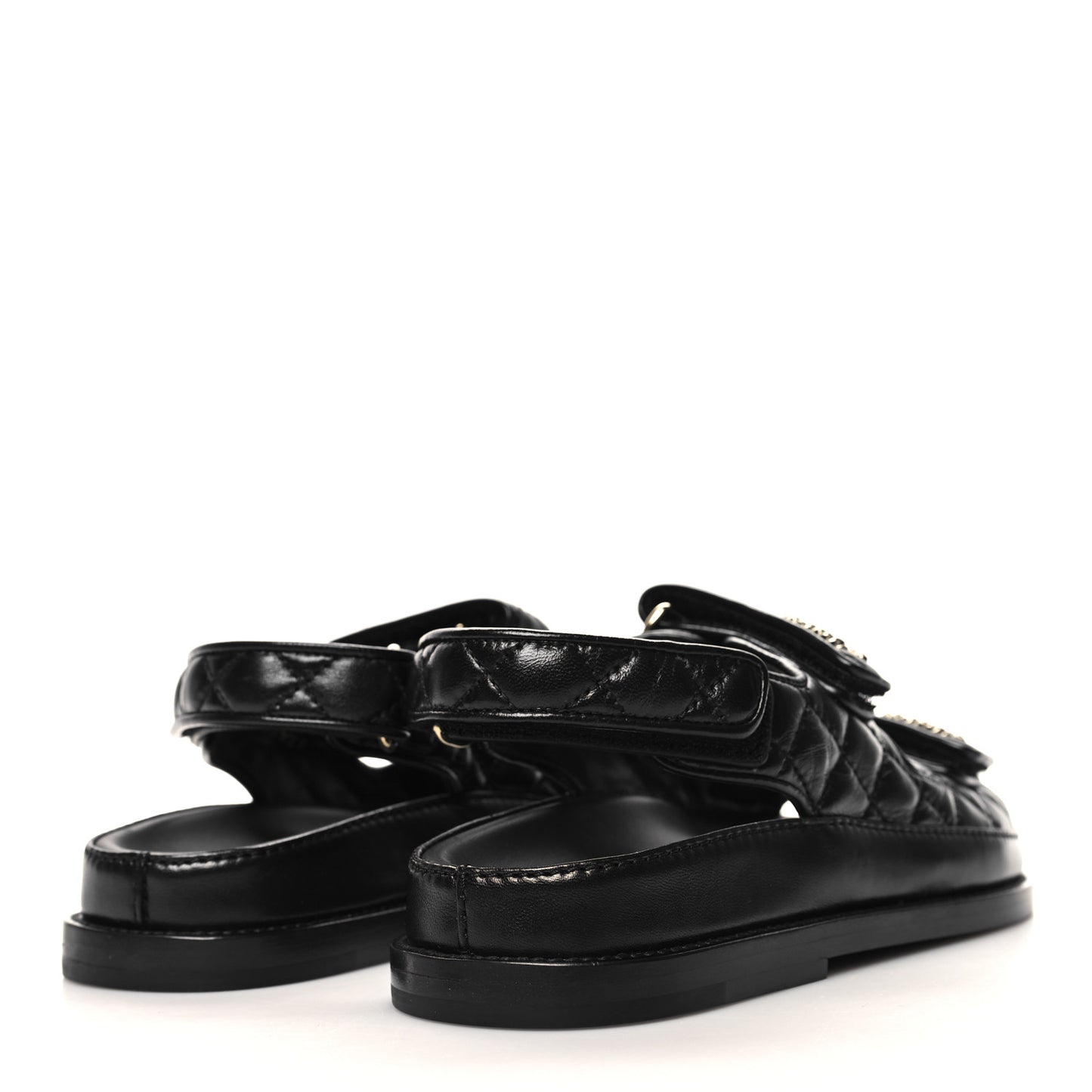 Lambskin Velcro Dad Sandals 35 Black