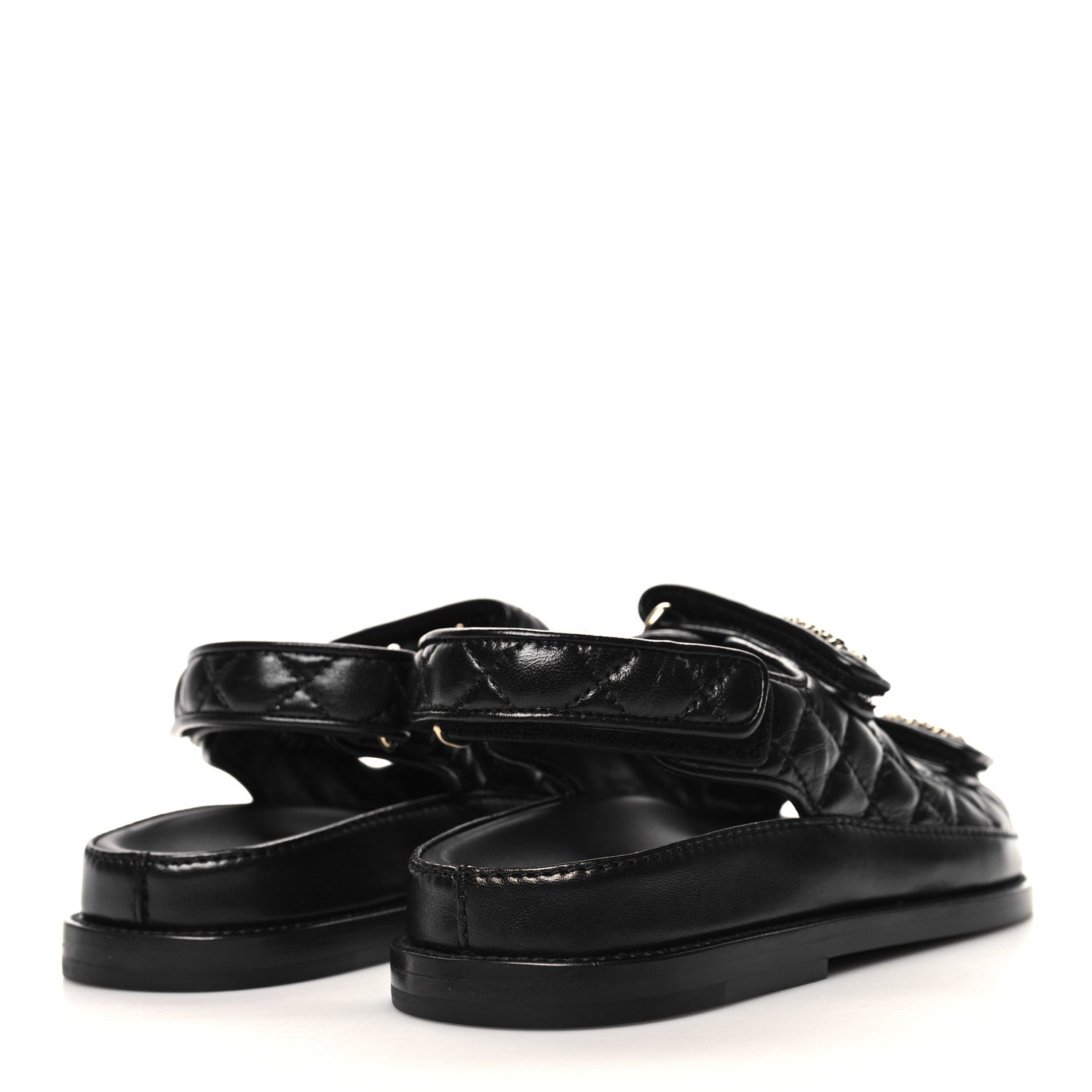 Chanel Lambskin Velcro Dad Sandals 35 Black 4 of 9