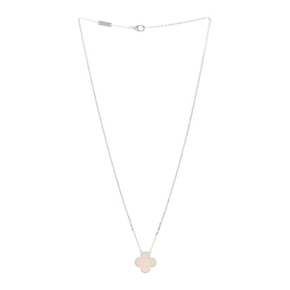 Van Cleef & Arpels 18K White Gold Mother of Pearl Vintage Alhambra Pendant Necklace 3 of 6