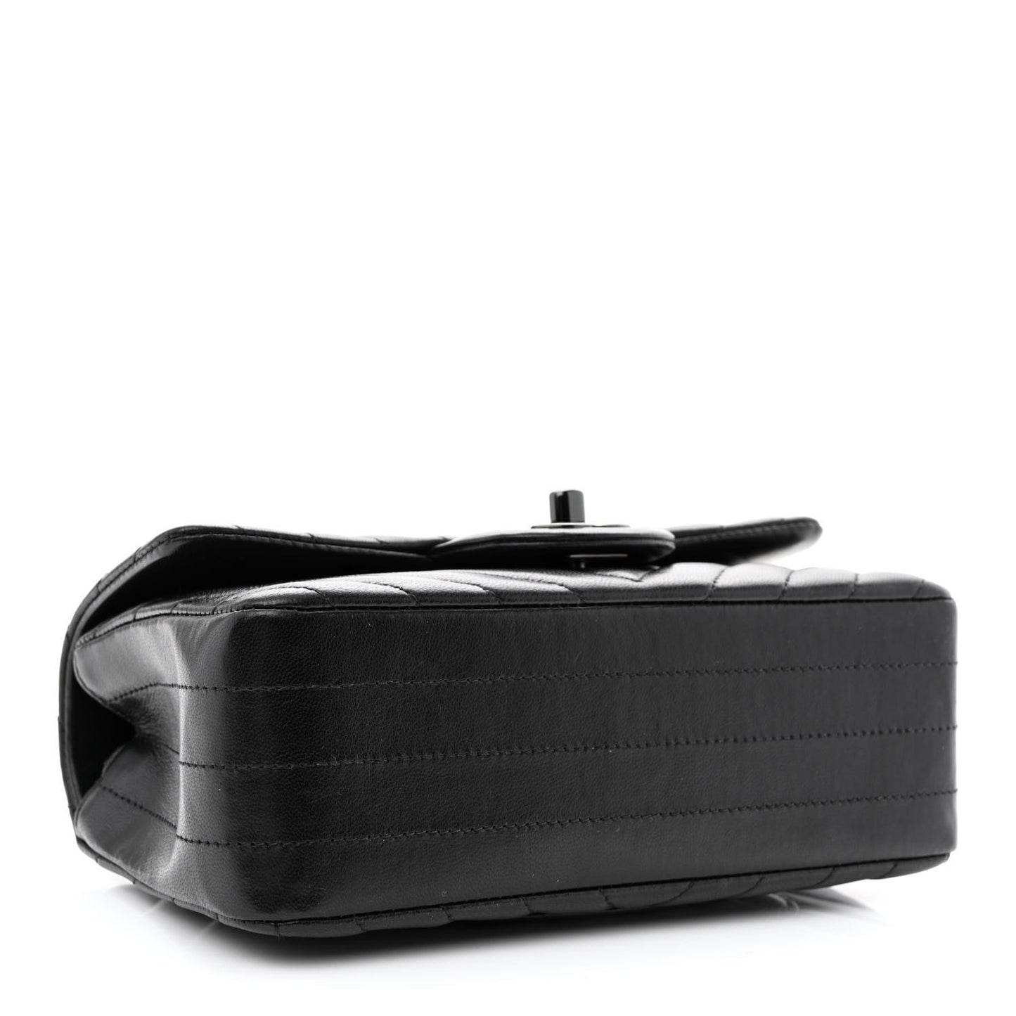 Lambskin Chevron Quilted Mini Rectangular Flap So Black