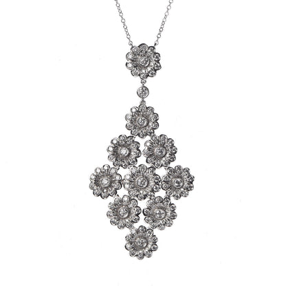 Tiffany Platinum Diamond Daisy Cluster Pendant Necklace 4 of 6