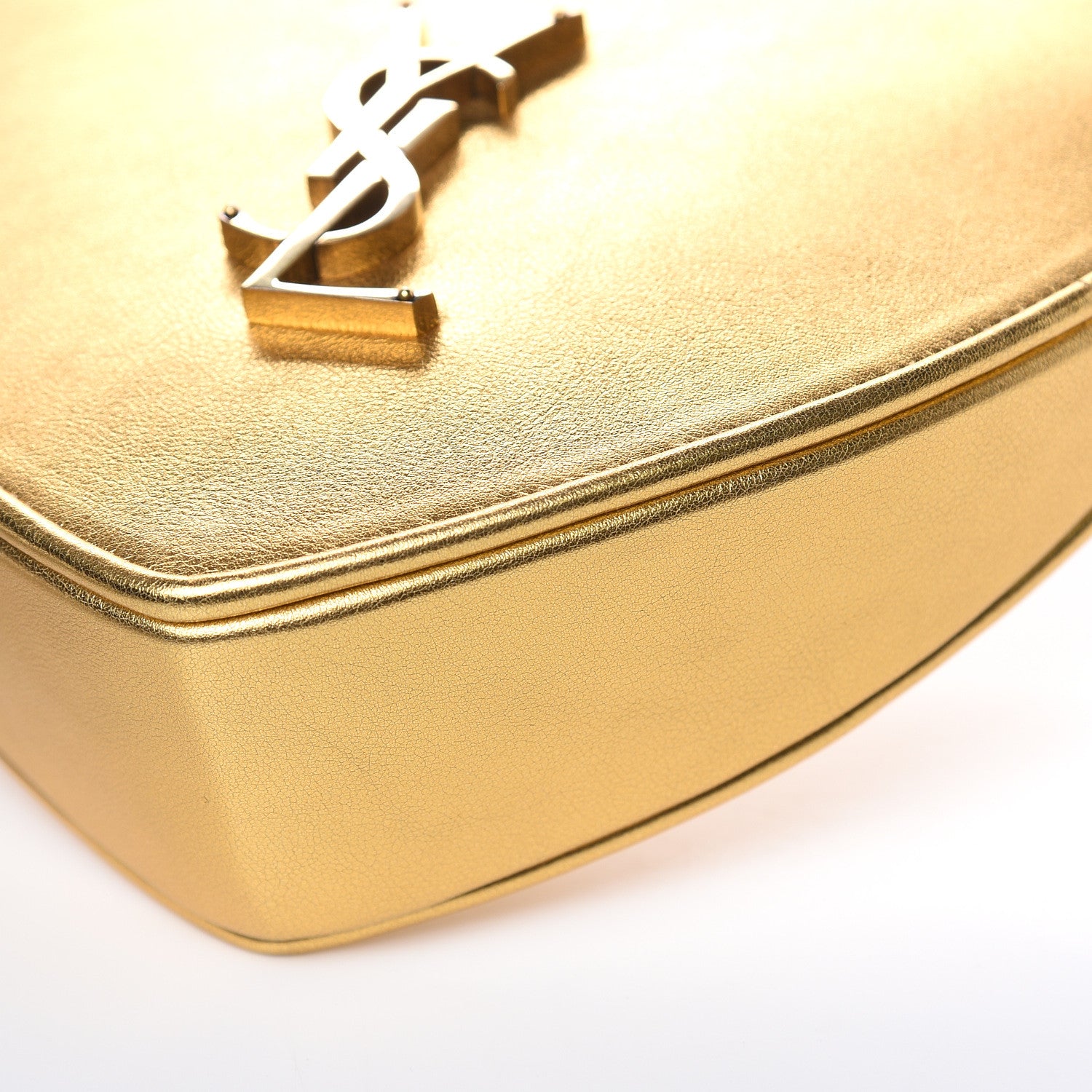 Saint Laurent Metallic Calfskin Heart Monogram Crossbody Gold