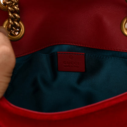 Gucci Velvet Matelasse Mini GG Marmont Shoulder Bag Hibiscus Red 6 of 11