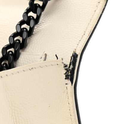 Saint Laurent Grain De Poudre Matelasse Monogram Chain Wallet White Black 13 of 17