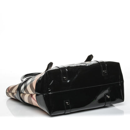 Burberry Patent Supernova Check Medium Denham Tote Black 4 of 8