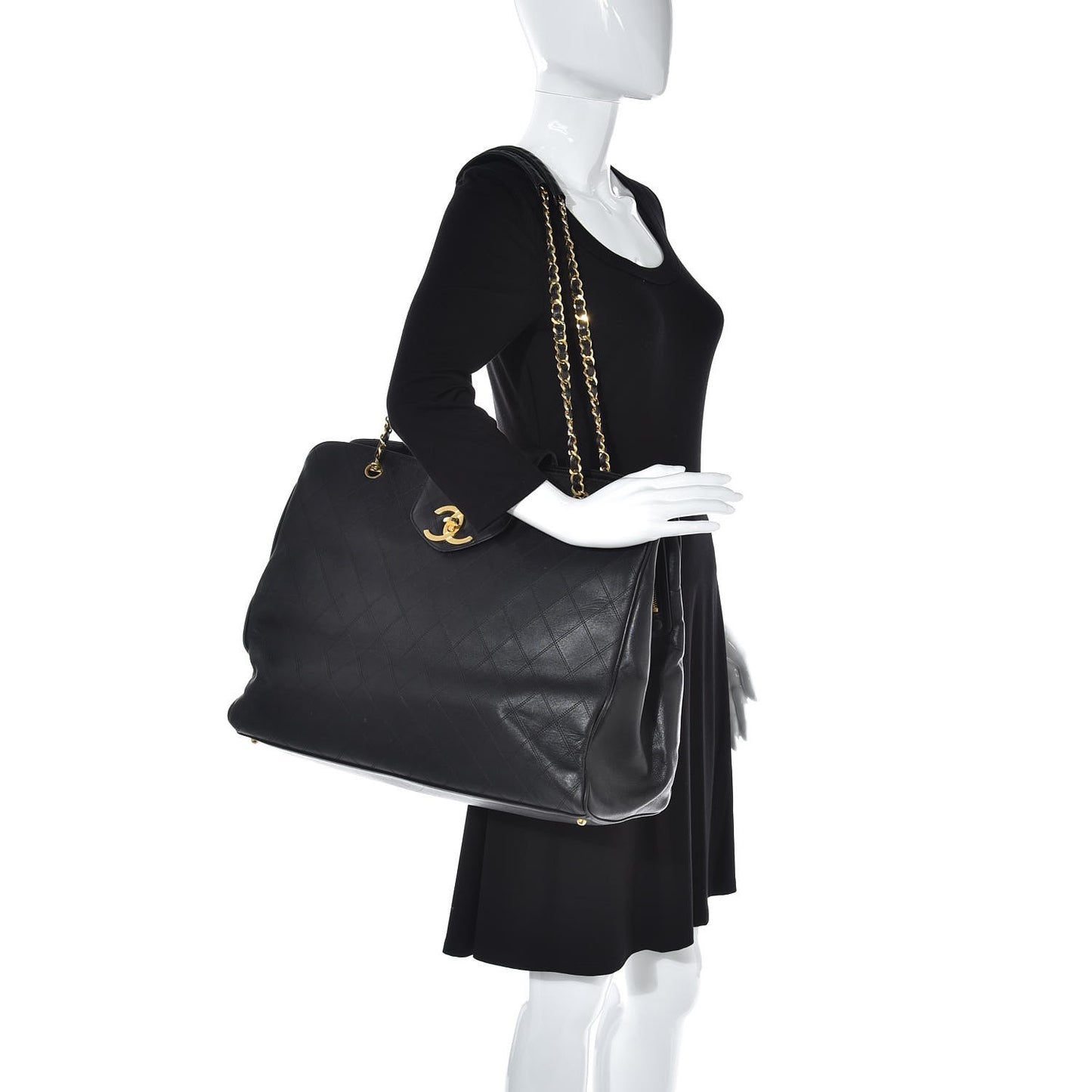 Calfskin Stitched XL Weekender Black