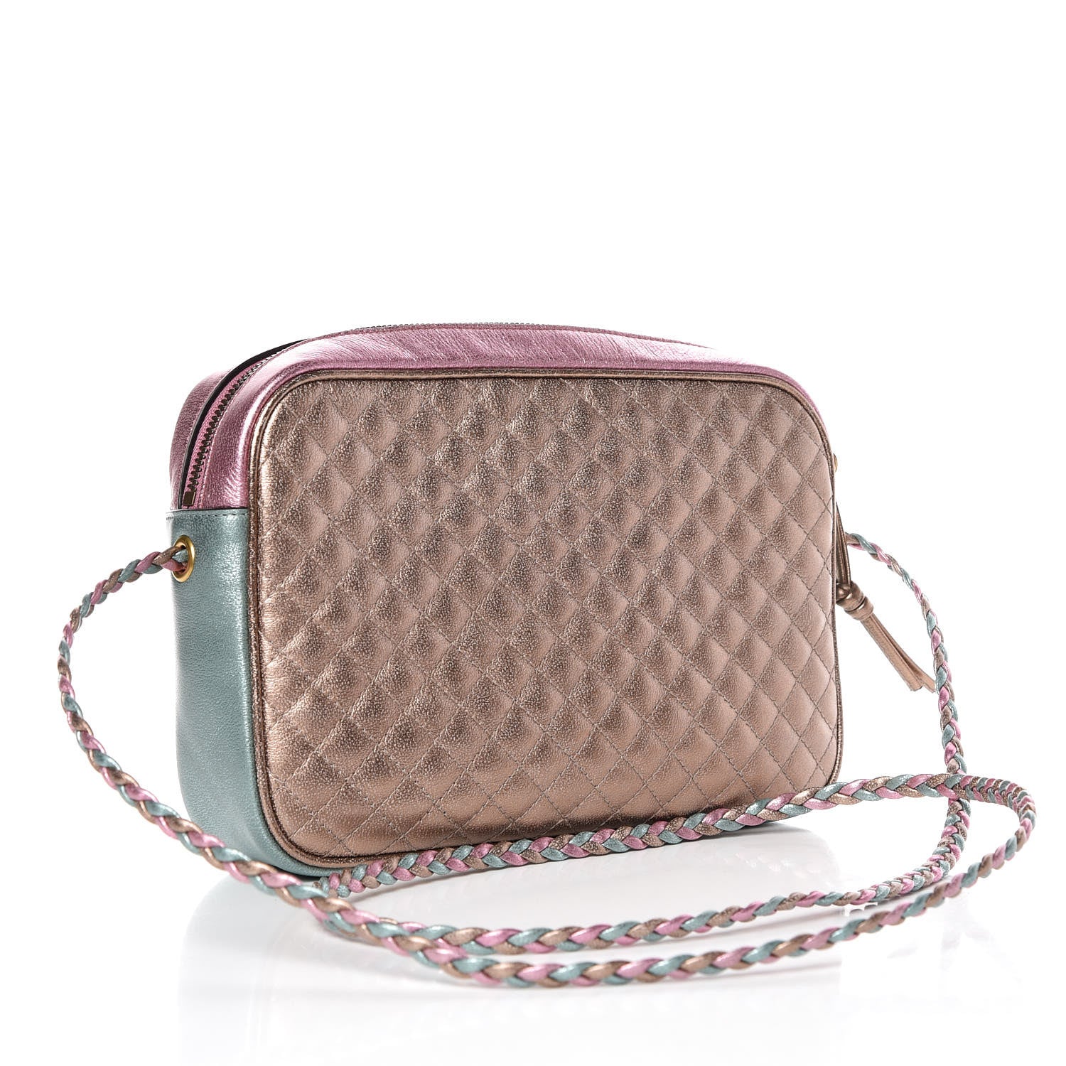 Gucci Laminated Nappa Trapuntata Small Zumi Shoulder Bag Rosa Lago Rame 3 of 9