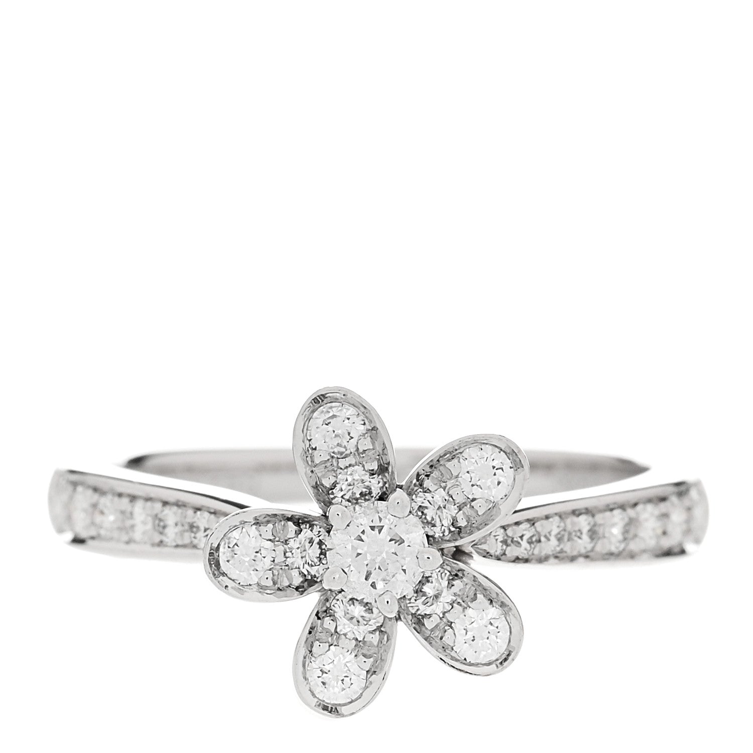 Van Cleef & Arpels 18K White Gold Diamond Socrate Ring 52 6 1 of 8