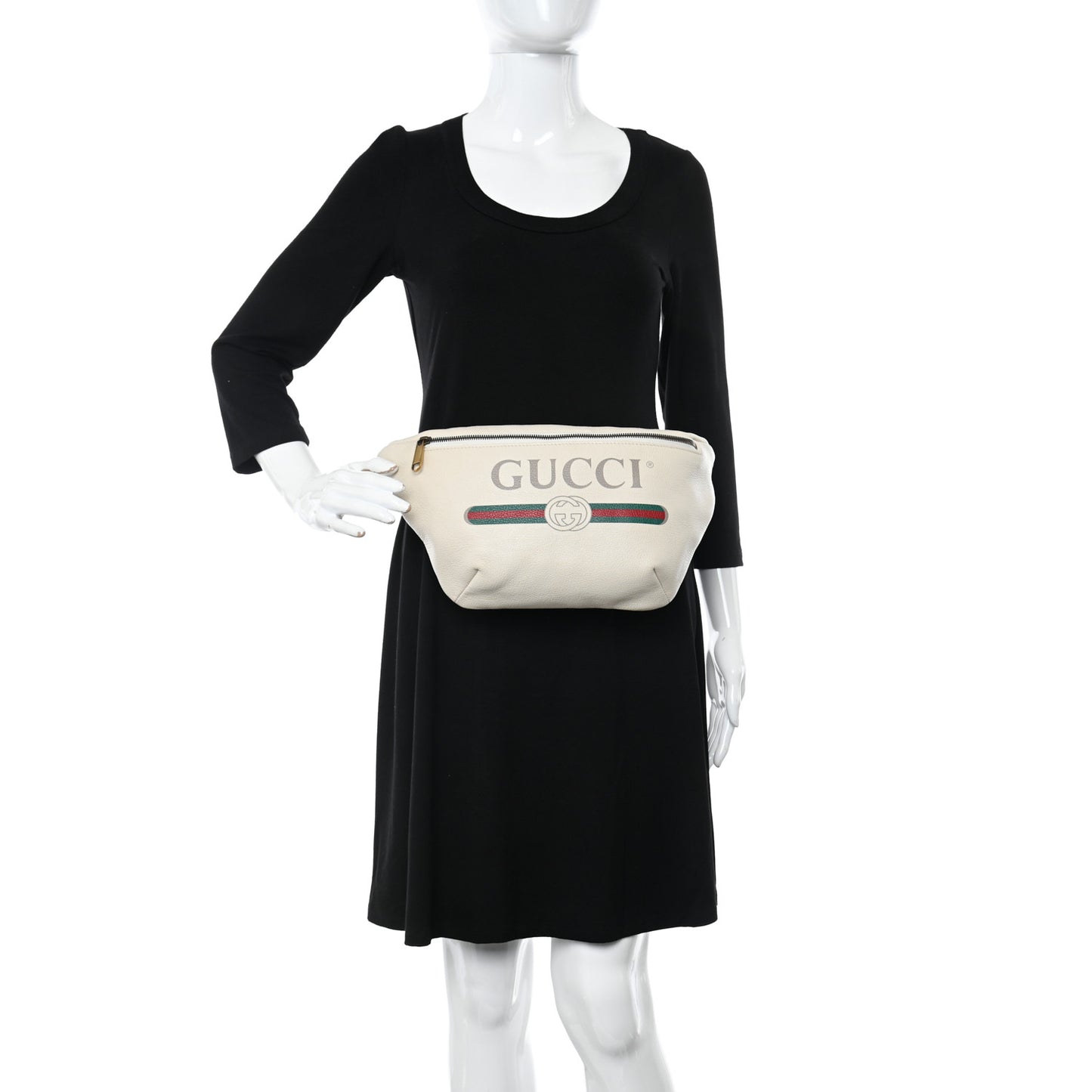 Grained Calfskin Logo Belt Bag White