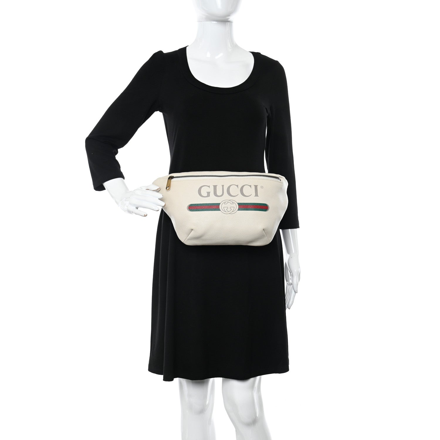 Gucci Grained Calfskin Logo Belt Bag White 2 of 10