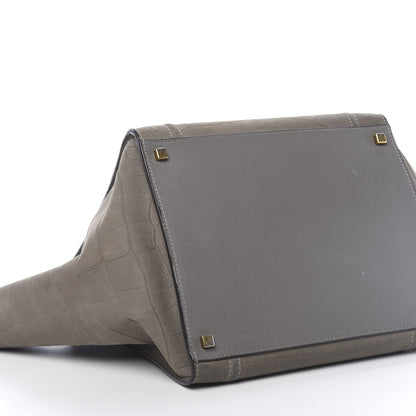 Celine Crocodile Embossed Nubuck Medium Phantom Luggage Grey 16 of 17