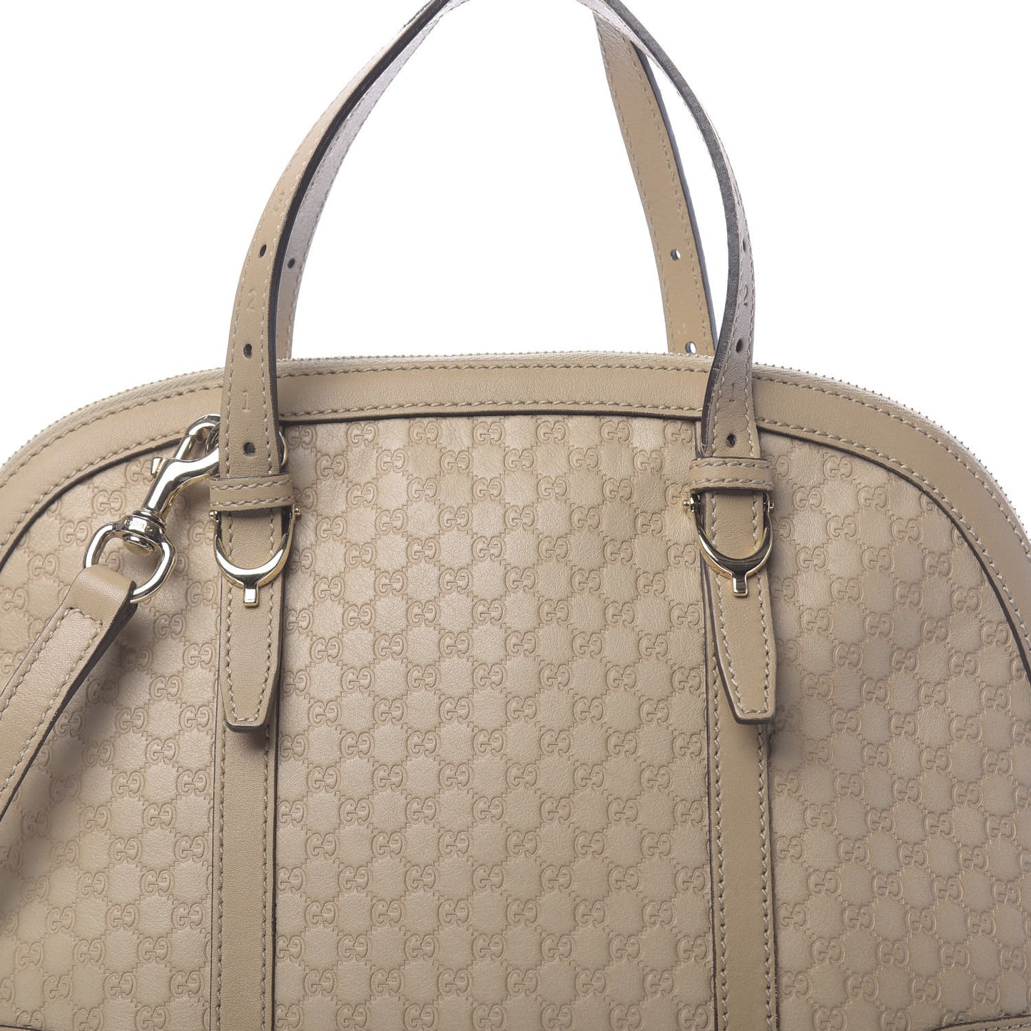 Microguccissima Small Nice Top Handle Dome Bag Beige