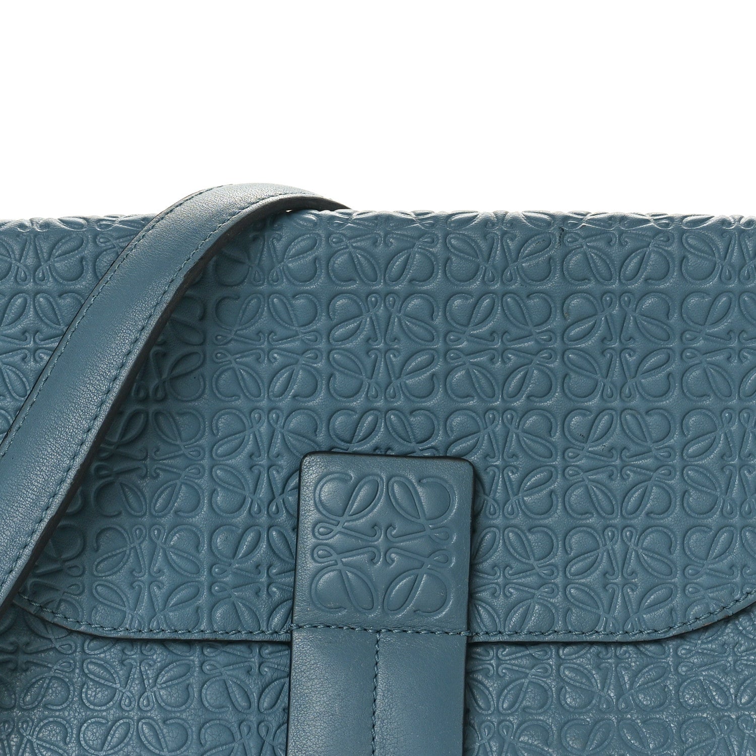 Loewe Goatskin Embossed Avenue Shoulder Bag Blue 7 of 11