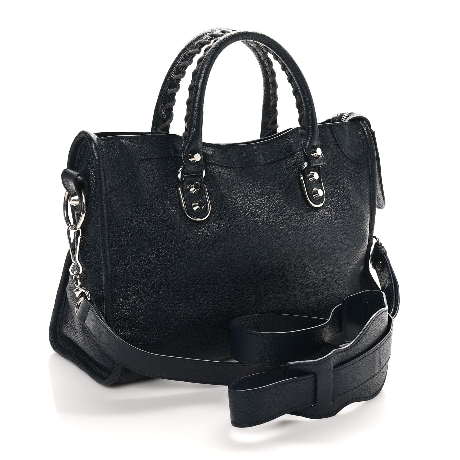 Balenciaga Chevre Silver Metallic Edge Hardware S City Bleu Nuit Dark Sea 4 of 11