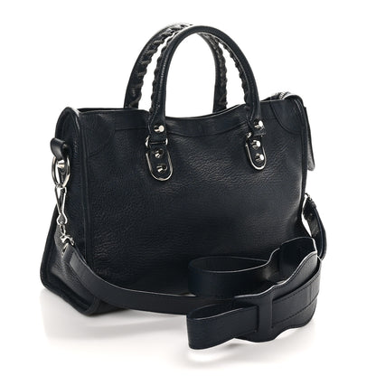 Balenciaga Chevre Silver Metallic Edge Hardware S City Bleu Nuit Dark Sea 4 of 11