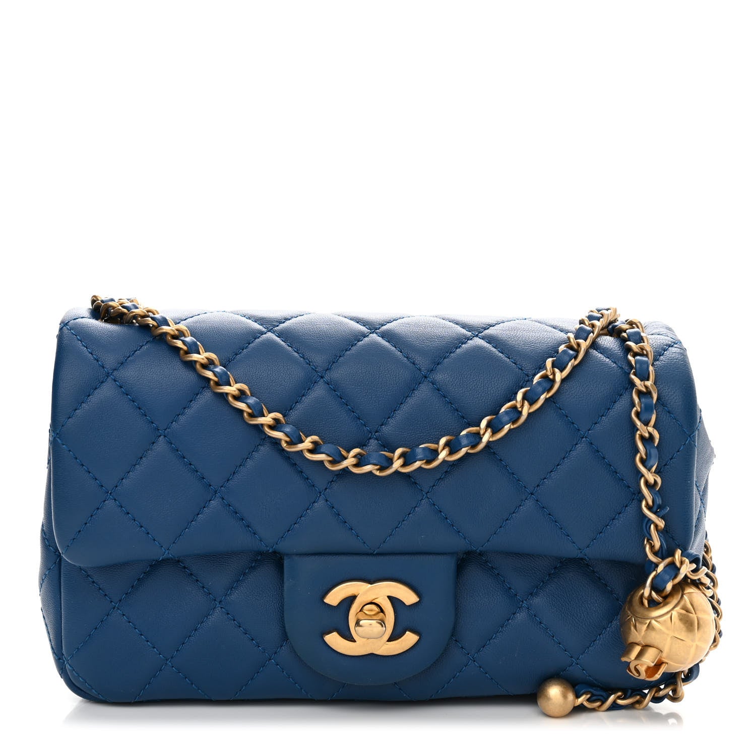 Chanel Lambskin Quilted Pearl Crush Mini Rectangular Flap Blue 1 of 11