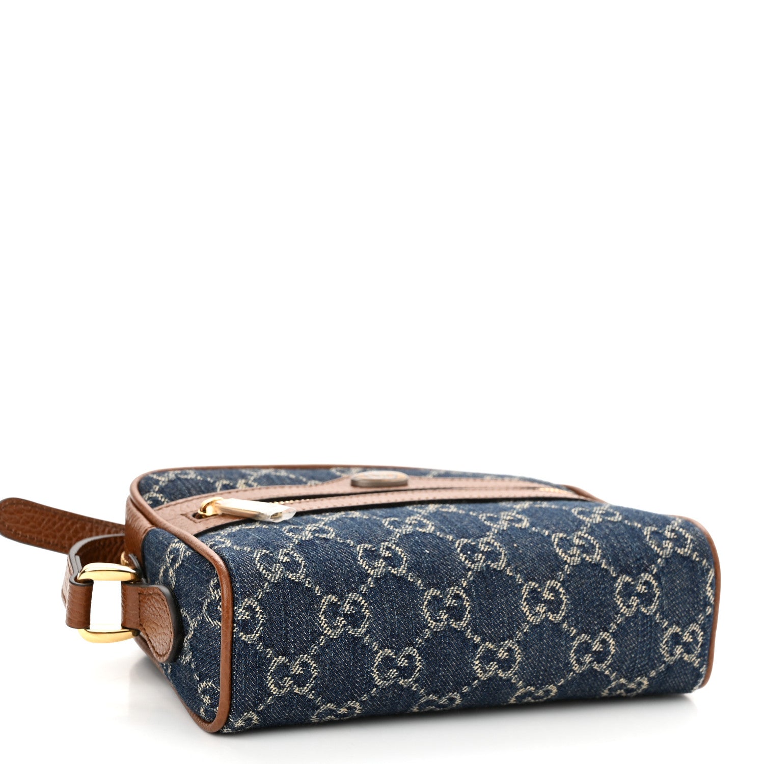 Gucci New Denim GG Monogram Dollar Calfskin Mini Ophidia Shoulder Bag Blue Tea Cuir Epilog 4 of 11