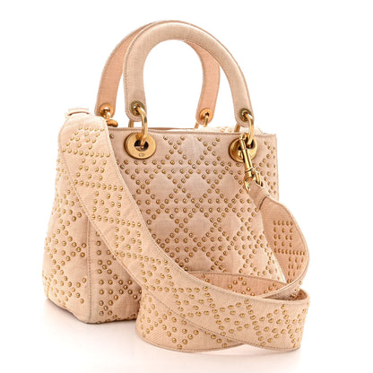 Christian Dior Canvas Cannage Studded Medium Supple Lady Dior Light Pink 3 of 9