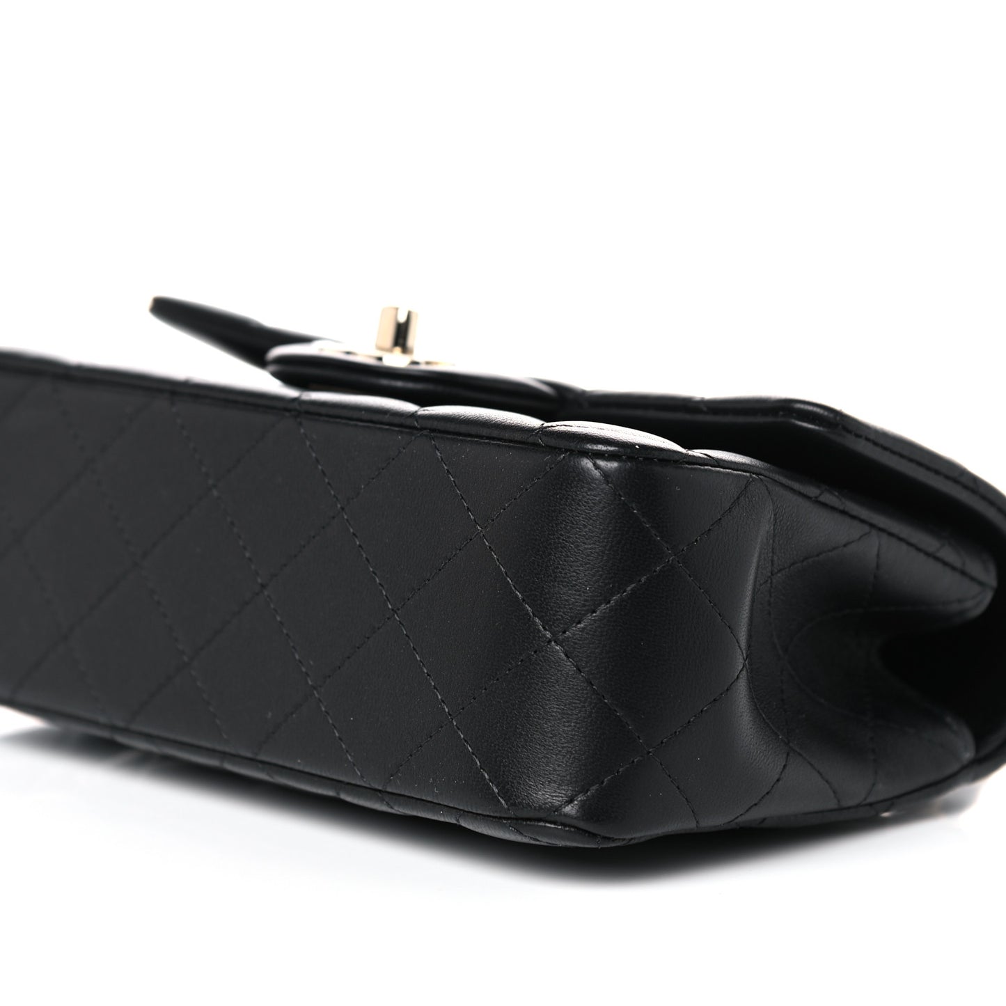 Lambskin Quilted Mini Top Handle Rectangular Flap Black
