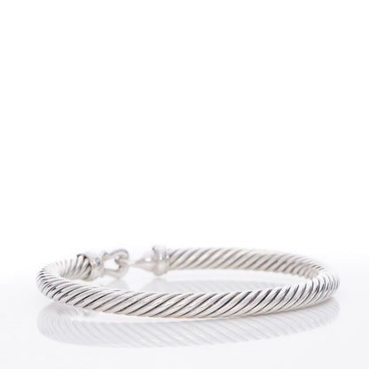 David Yurman Sterling Silver Diamond 5mm Cable Buckle Bracelet 3 of 4