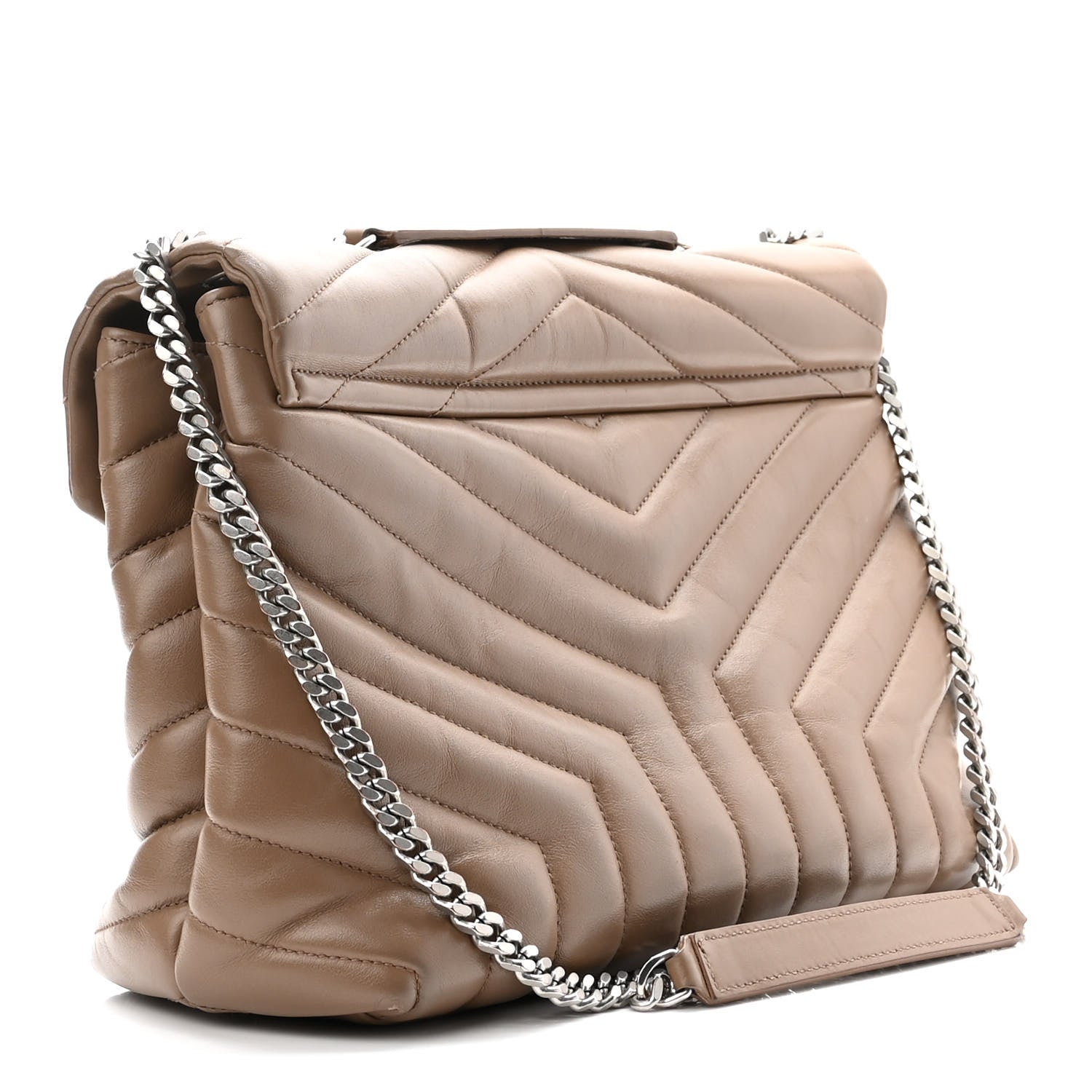 Saint Laurent Calfskin Y Quilted Monogram Medium Loulou Chain Satchel Taupe 3 of 10