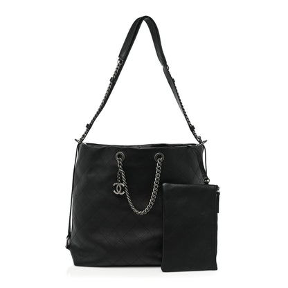 Chanel Calfskin Stitched Large Hobo Black 3 of 13