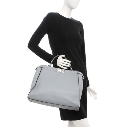 Fendi Vitello Dolce Large Peekaboo Iconic Satchel Polvere Graphite 3 of 14