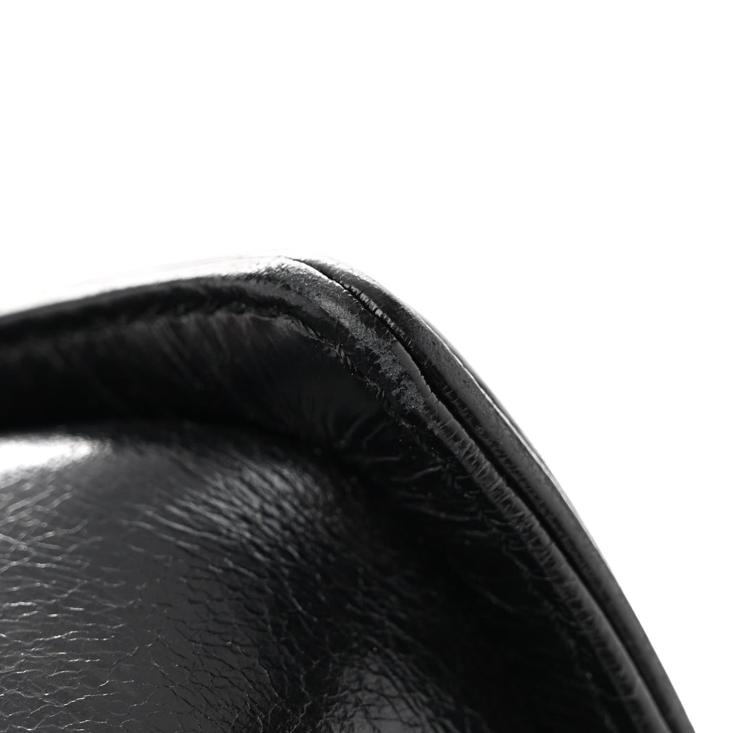 Glazed Calfskin Quilted Large Boy Flap Black